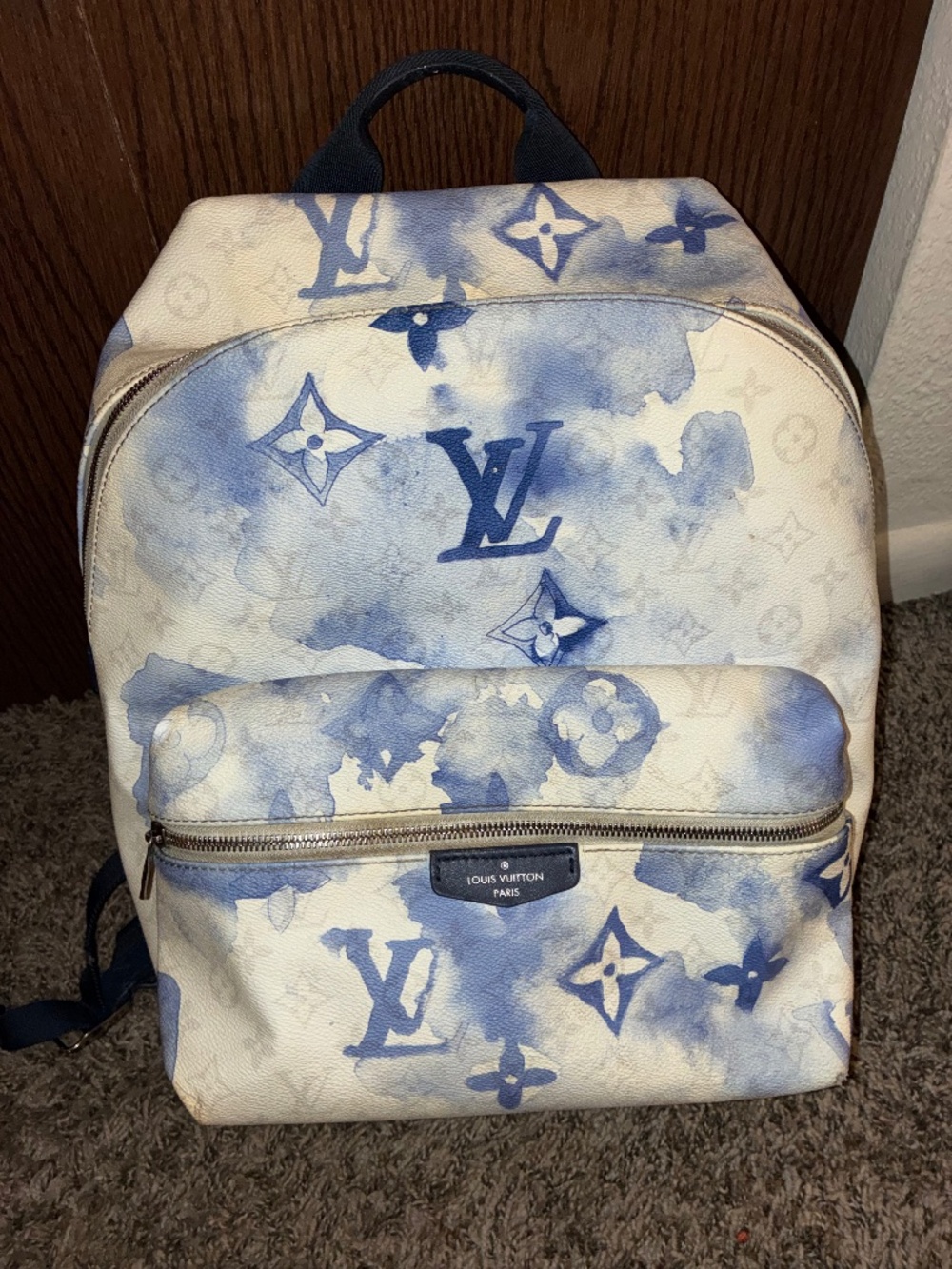 Blue and white Louis Vuitton Bookbag